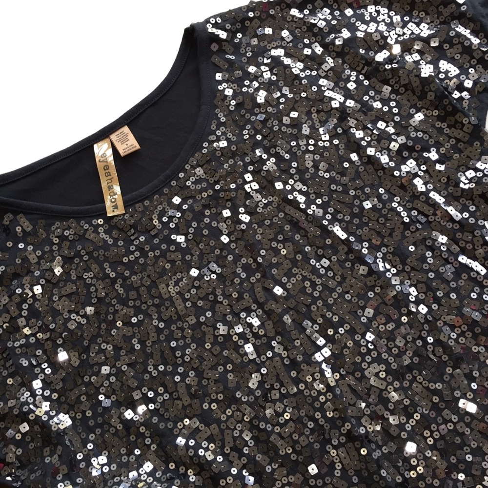 Sequin Long Sleeve Slouchy Shirt - Picture 8 of 8